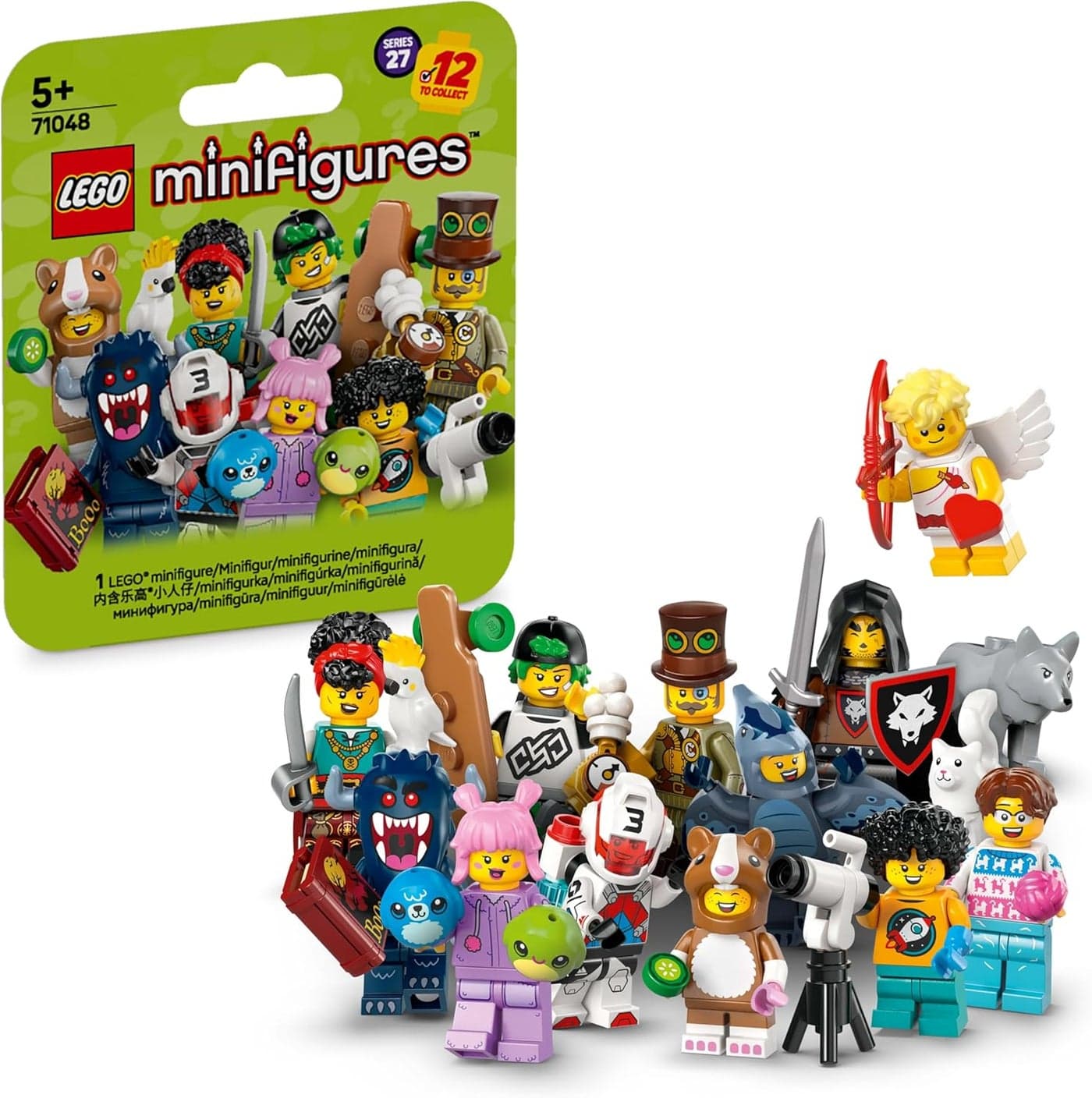 LEGO Minifigures Series 27 Mystery Box, Get 1 of 12 Collectible Figures incl. Cupid, Pterodactyl, Jetpack Racer & More - Toys for 5+ Year Old Boys and Girls 71048