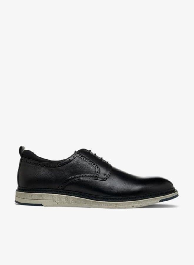 Men'S Leather Solid Lace-Up Sneakers