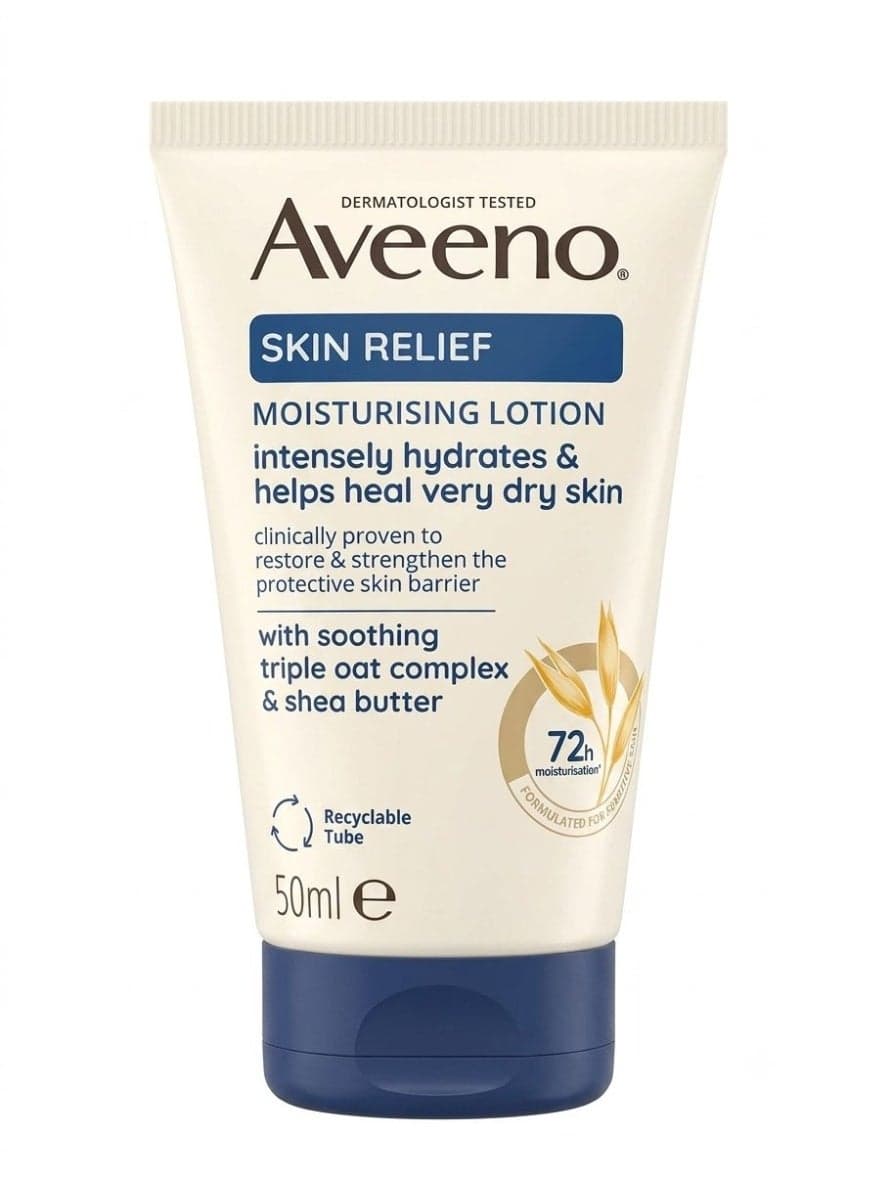 Aveeno Skin Relief Moisturising Lotion with Triple Oat Complex & Shea Butter, For Very Dry & Sensitive Skin, 72H Hydration, 50ml