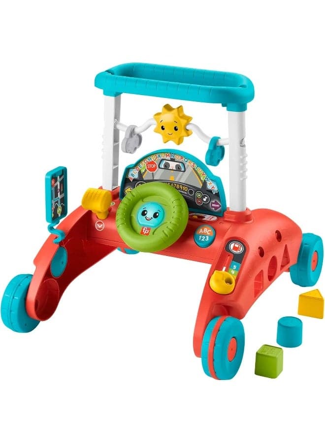 2-Sided Car-Themed Baby Learning Walker – Steady Speed Toddler Activity Toy