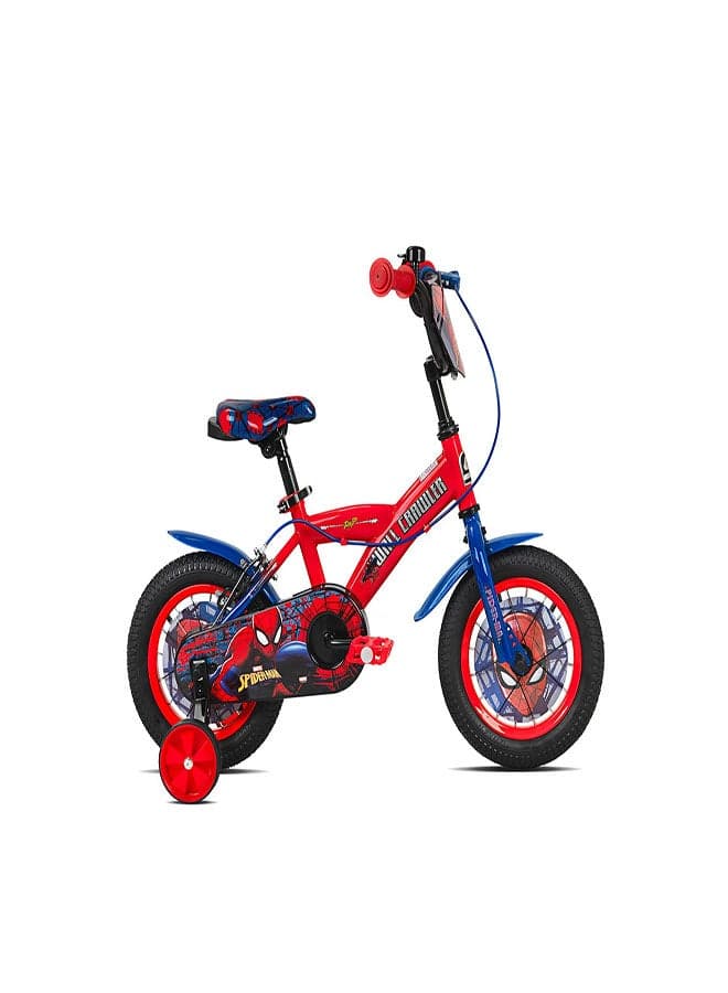 Marvel Spiderman Super Spidey 12-Inch Bike For Kids | 12-Inch Wheel Size | Adjustable Seat | Training Wheels | Front Plate | Chain Guard | Coaster Brake | Superhero Graphics | Red/Blue Color