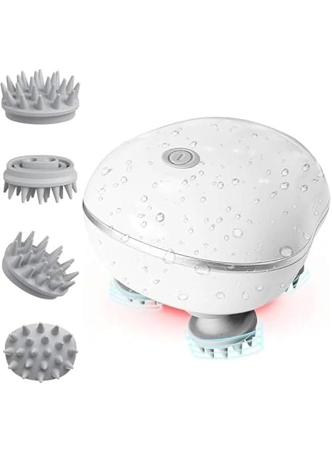 Electric Scalp Massager, Head Massager Scalp with 4 Removable Massage Claws, Rechargeable Waterproof Handheld Head Massage Scalp for Full-Body Massage, Deep Clean and Stress Relax