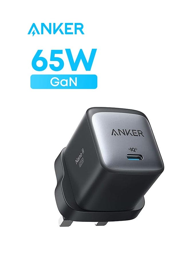 USB C Charger, Nano II 65W GaN II PPS Fast Charger Adapter, Compact Charger for MacBook Pro/Air, Galaxy S24/S23, iPhone 17/16 /15/14 Series, iPad Pro, Huawei, Xiaomi, Redmi, Vivo, Oppo and More Black