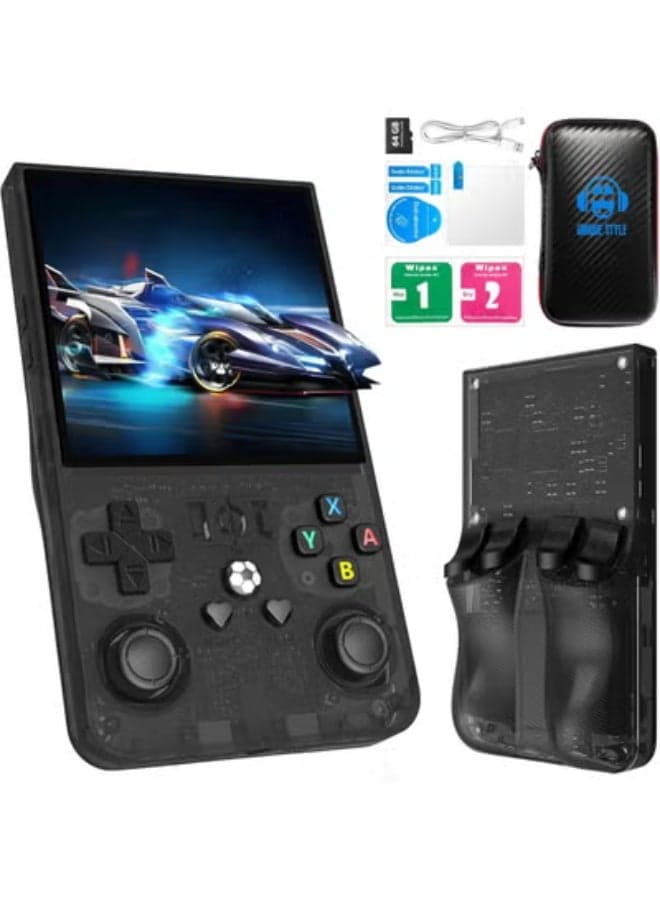 R36MAX Retro Handheld Game Console – 64GB Storage, 4.0" IPS Screen, Supports 4K Output – Black