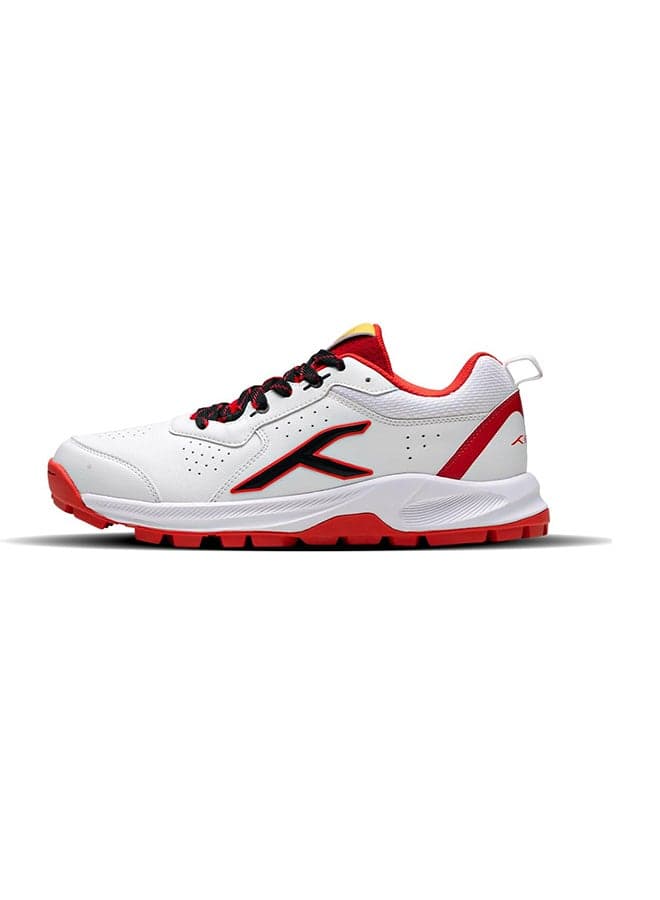 Hyperdrive Cricket Shoes | Terraspike Rubber Studs | Embedded Support Plate For Stability | Lightweight & Durable | Ideal For Turf, Ground & Hard Surfaces (White/Red/Black ; Uk 7)
