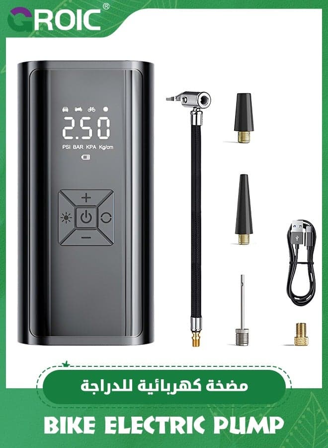 Tire Inflator Portable Air Compressor, Air Pump for Car Tires with Digital Tire Pressure Gauge, Air Compressor for Car, Motorcycle, Electric Bike Pump,Basketball,Bicycle Pump w/LED Flashlight