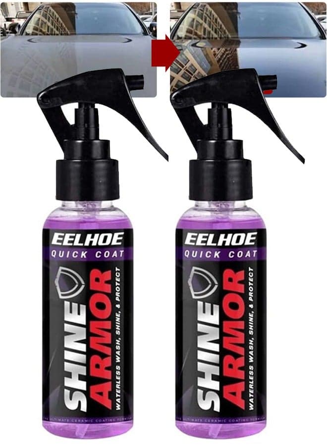 2Pcs Ceramic Coating Spray Car Wax Polish Spray Automotive Nano coating Agent Car Spray Coating Waterless Car Wash Wax & Polish Hydrophobic Paint Sealant Detail Protection and Shine (100ML)