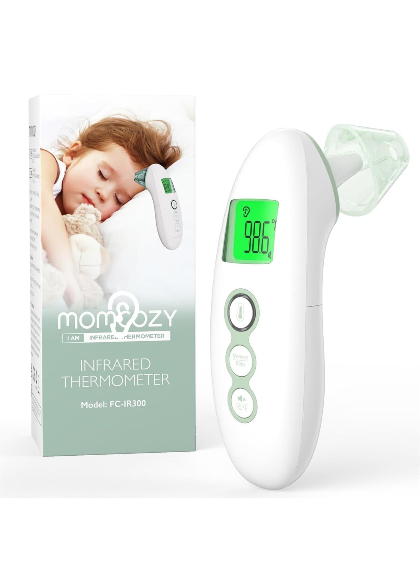 Non-Contact Forehead and Ear Thermometer, Digital Infrared Thermometer for Adults and Children, with Child Mode, Fever Alarm Function, Mute and Memory Functions, Fast and Accurate Measurement