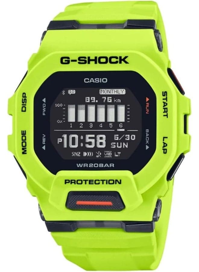 Casio Gshock black Dial Men's Watch Fluorescent Lime - GBD-200-9DR
