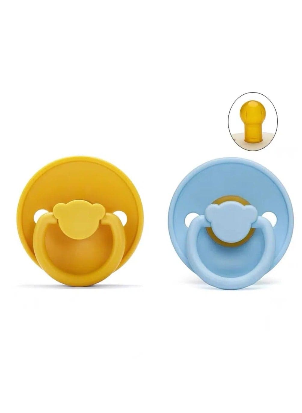 Baby Pacifiers | 2-Pack Soothers | Panda Nipple | BPA-Free Natural Latex Food Grade | Super Soft Bite Resistance | Sleep Anti-Flatulence | Baby Teething Toy | Yellow and Blue