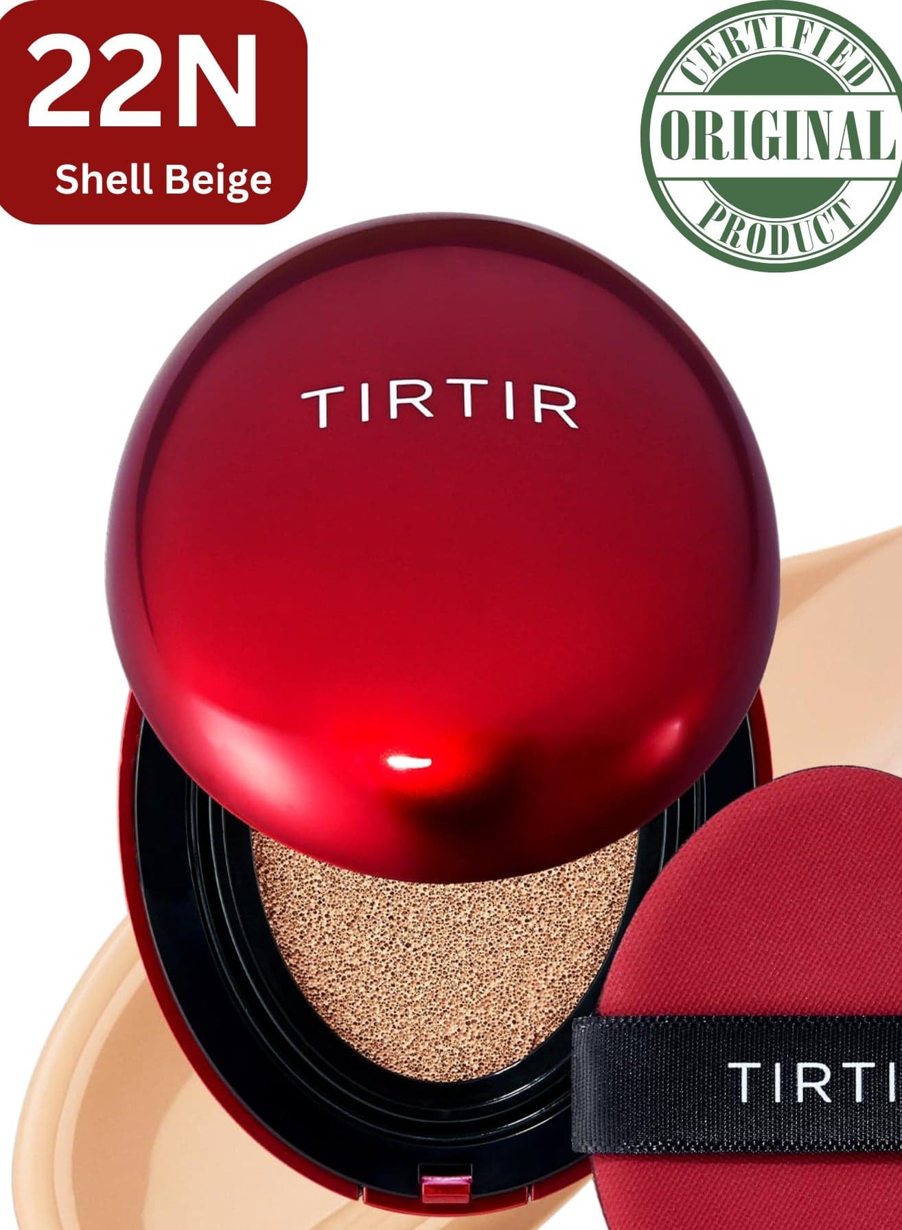 Tirtir Red Foundation - 22N Shell Beige | Flawless Coverage with Skincare Benefits | Hydrating, Long-Lasting, Lightweight Formula for All Skin Types | Reduces Imperfections and Evens Skin Tone
