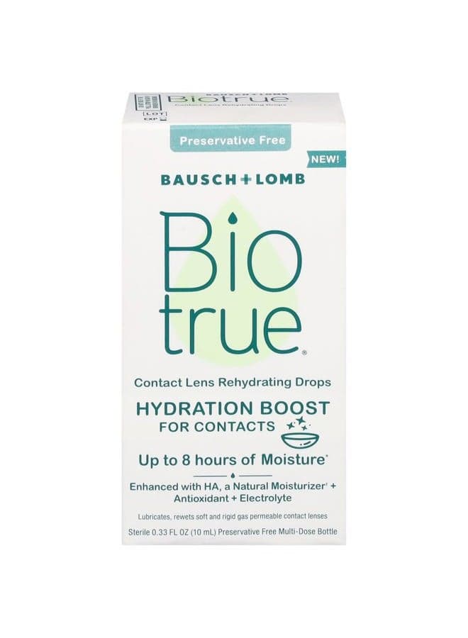 Hydration Boost Rehydrating Contact Lens Eye Drops from Bausch + Lomb, Hydrating, Preservative Free, Naturally Inspired, 0.33 FL Oz (10 mL)