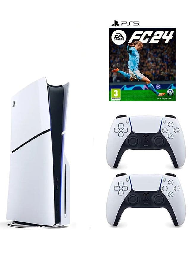 PlayStation 5 Disc Slim Console With Extra White Controller And FC 24