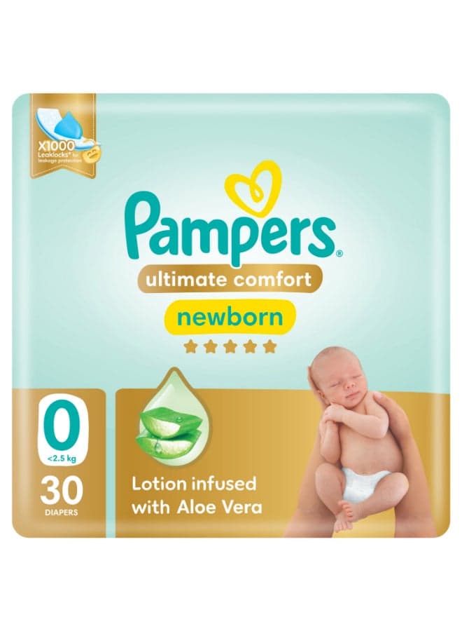 Ultimate Comfort Taped Diapers, Size 0, <2.5kg, Carry Pack, 30 Count