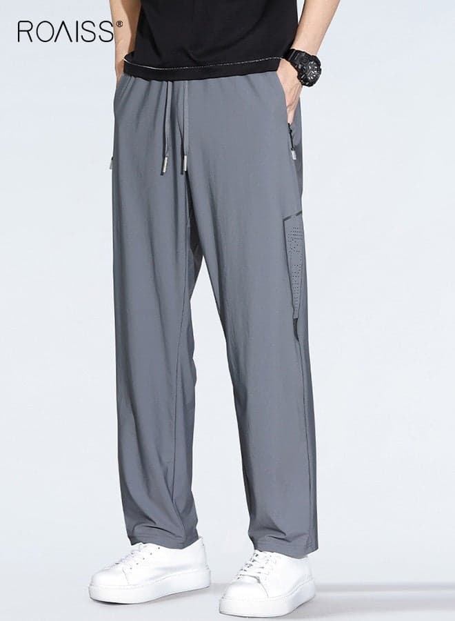 Men Casual Pants, Drawstring Sweatpants with Zip Pockets, Breathable Quick-drying Sport Pants for Men, Stylish Versatile Slacks, Suitable for Daily Wear, Outdoor or Any Physical Activities