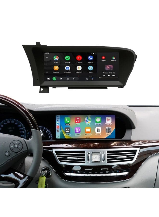10.25" QLED Touch Screen Car Stereo for Mercedes-Benz S-Class W221 / CL W216 (2005–2013) – Wireless Apple CarPlay & Android Auto, 8GB RAM + 128GB ROM, 4G LTE, GPS Navigation, Bluetooth, NTG 3.0/3.5 Compatible Head Unit
