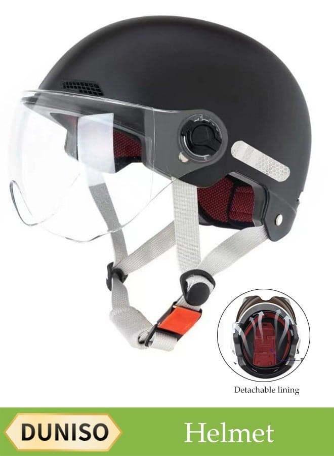Open Face Helmet, Breathable Motorcycle Half Helmet,Scooter Helmet With Adjustable Goggles,With Lock Buckle,Removable And Washable Lining, Adjustable Head Circumference Size,Shock And Fall Resistant, Suitable For Both Men And Women