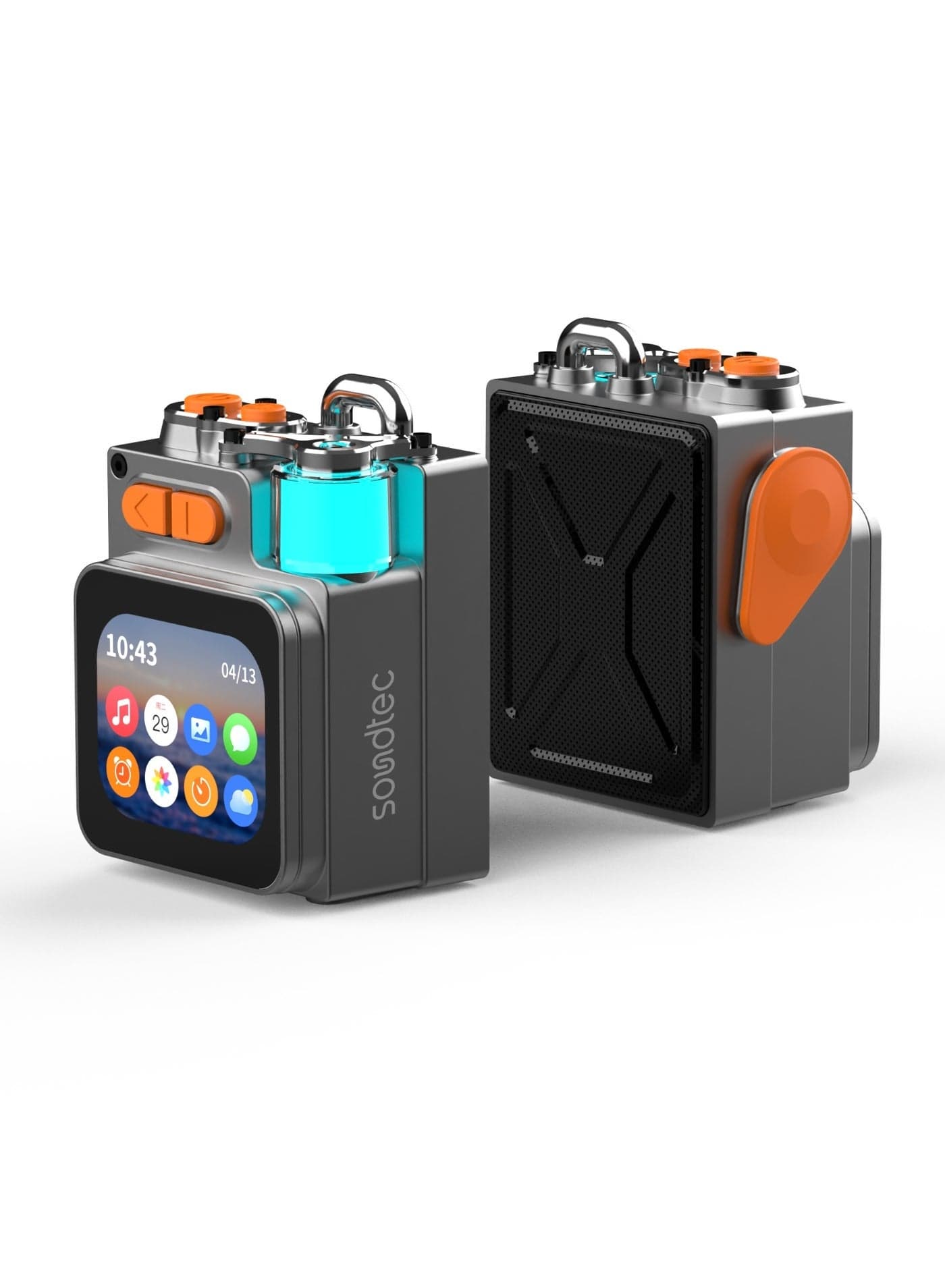 Pocket Elite Speaker & Dialer with 2.64inch Touch LED Display & RGB Ambient Lights / 6H Working Time / 15m Transmission Range / Micro SD Card Slot / HiFi Sound / Mobile App / Cool Mech Appearance - Black