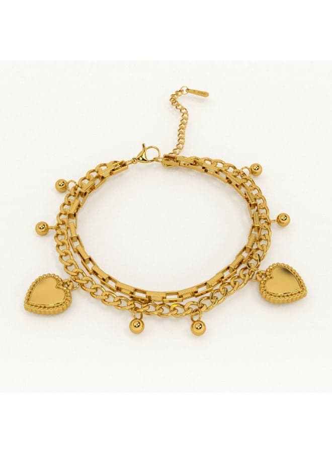 PALMONAS 18k Gold Tone Plated Hearts All Over Bracelet
for Women