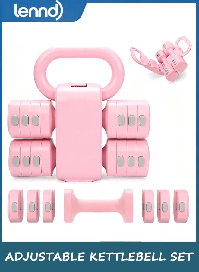 Adjustable Kettlebell Set, 4-in-1 Free Weight Kettlebell sets, Hand Weight Dumbbell Set of 2 for Home Gym Fitness Training