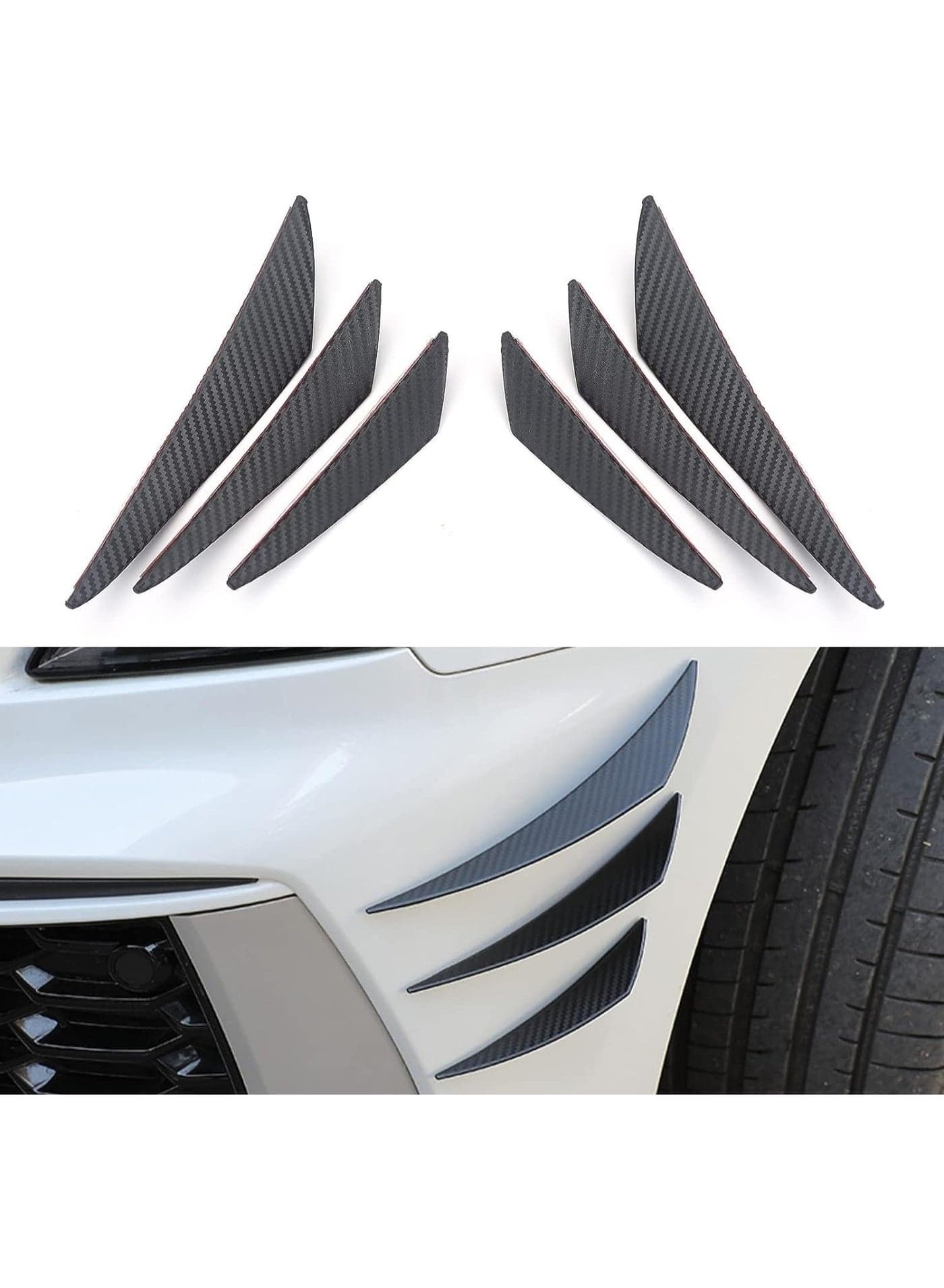 6 PCS Car Spoiler Canards Kit, Auto Front Bumper Lip Splitter, Body Avoid Collision Diffuser, Exterior Soft Rubber Decorative Accessories, Vehicle Universal Stickers (Color : A)