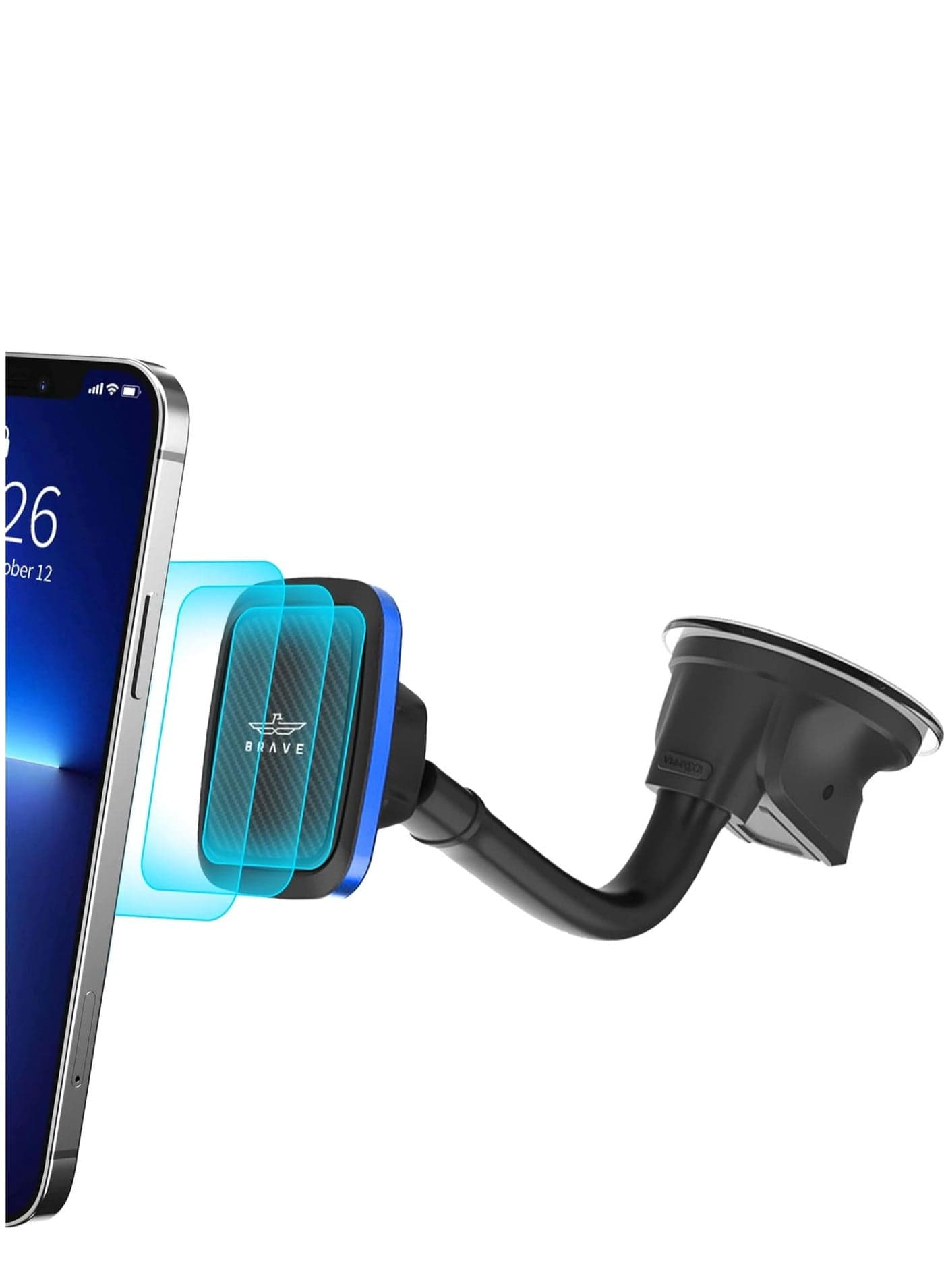 Magnetic Car Phone Holder (Car Mount) for Dashboard and Windshield, 6 Strong Magnets N52, Universal Mount Compatible with iPhone Air, 17/17 Pro, 17 Pro Max, 16, 15, 14, 13, 12 Series, Samsung Galaxy 25, 24, 23, 22 Ultra, Google Pixel, Xiaomi, OnePlus, Oppo - Secure Mount, Adjustable Base, Anti-slip Design for Off-Road and Rough Surfaces