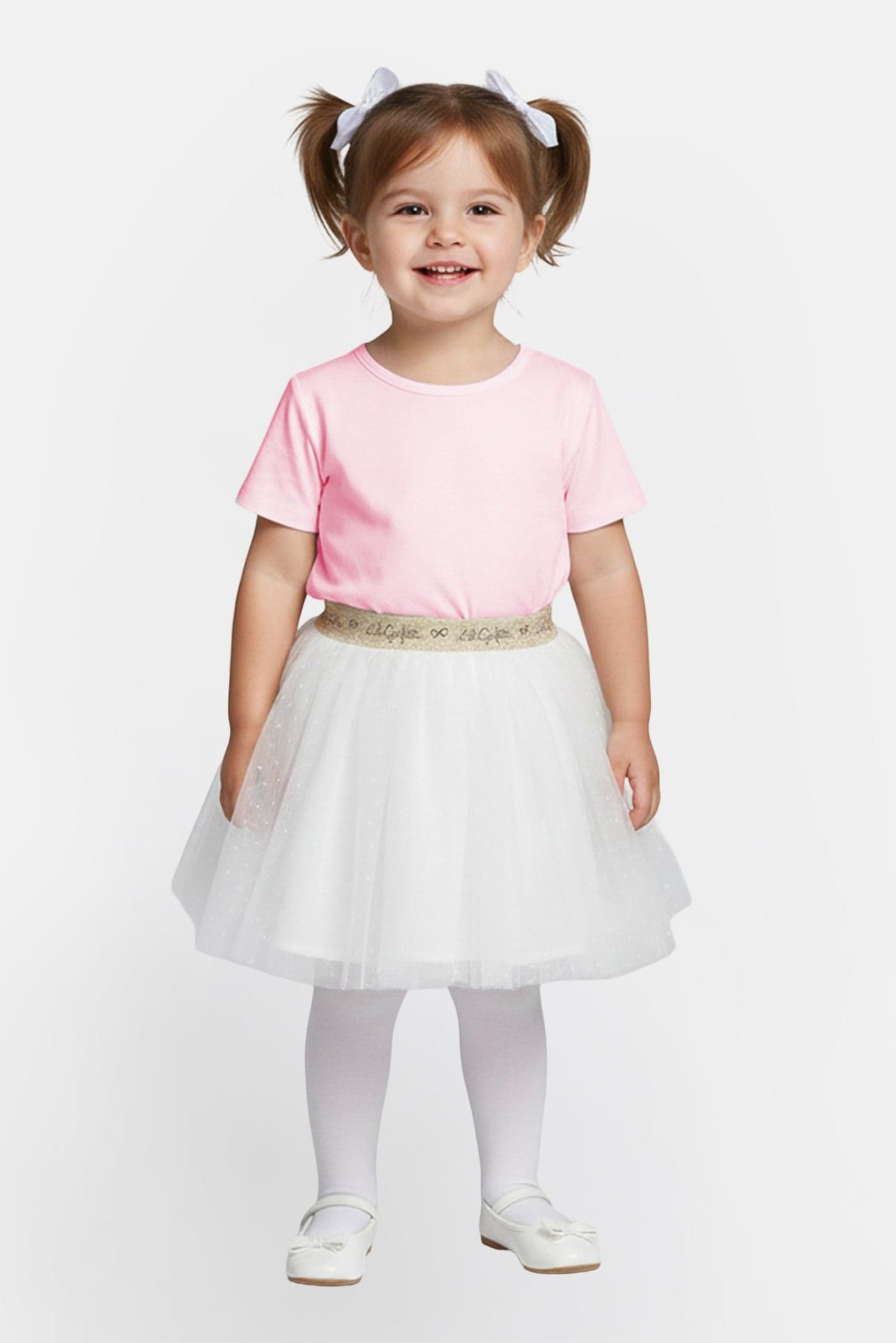 Toddlers Girl Textured Skirt, White