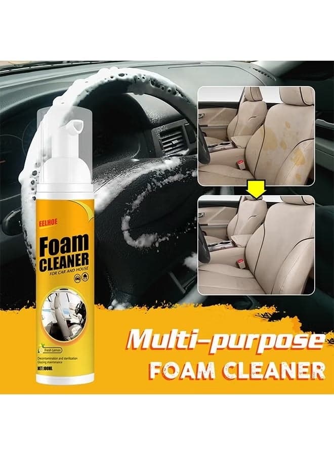Foam Cleaner, Spray Foam Cleaner, Car Seat Upholstery Strong Stain Remover, Foam Cleaner, Interior Lemony Foam Cleaner, Strong Cleaner Cleaner Spray for Car, Interior, Kitchen 100ml