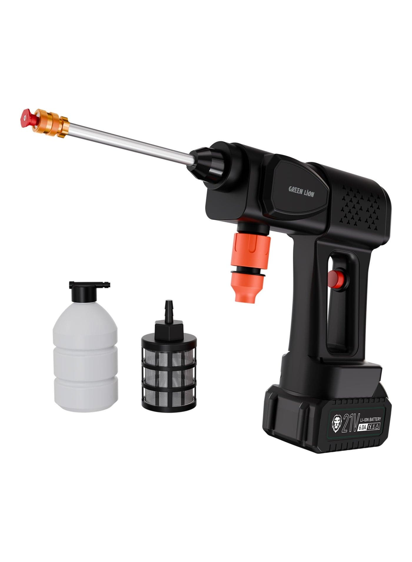 21V Cordless Pressure Washer Gun with Foam Sprayer, 240W Copper Motor, 36 Bar High Pressure, 4L/min Water Flow, 6–8m Spray Range, Portable Car & Garden Cleaner – Black