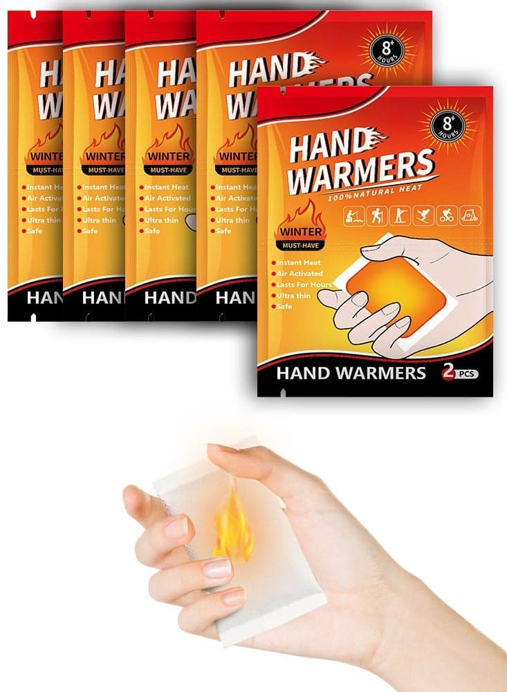 Air-Activated Disposable Hand Warmers, Unique Design Reacts with Air Creating a Safe and Long Lasting Hand Warmer, Disposable 10 PS, Orange