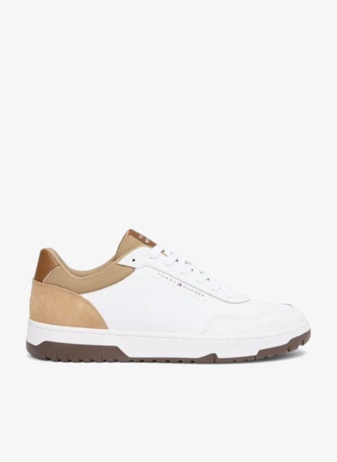 Mixed Texture Basketball Trainers With Leather
