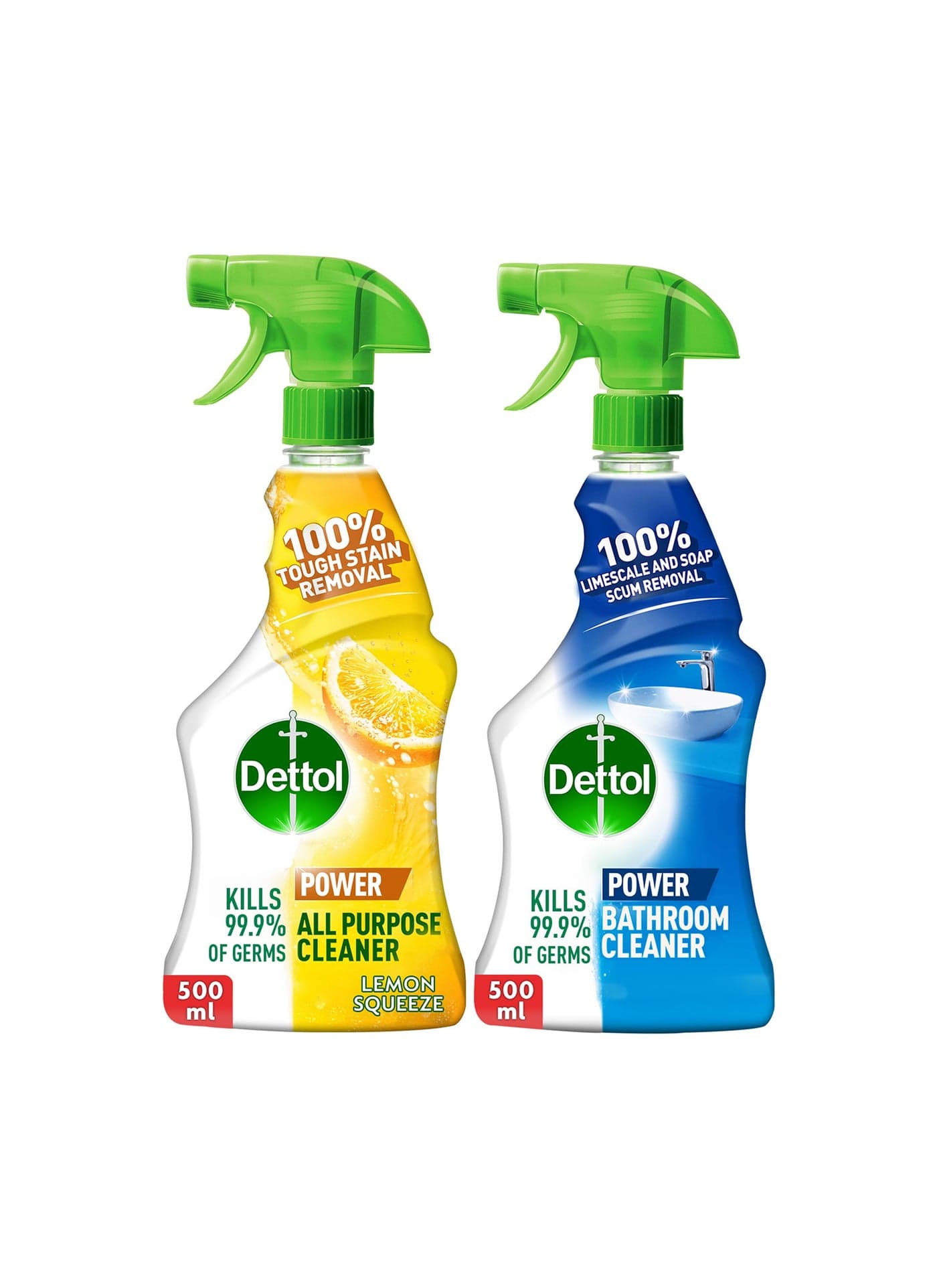 All Purpose Cleaner Lemon With Bathroom Cleaner Trigger Spray, Pack Of 2 500ml