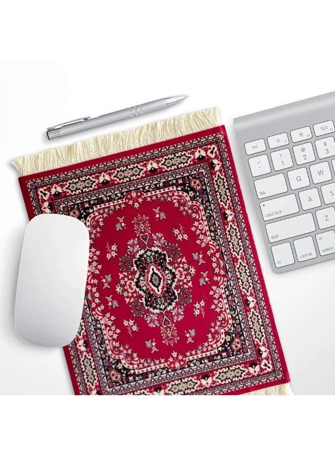 Persian Retro Style Mouse Pad with Tassel,Durable Carpet Mouse Pad with Non-Slip Rubber Base,Desk Pad,Office Desktop Decoration
