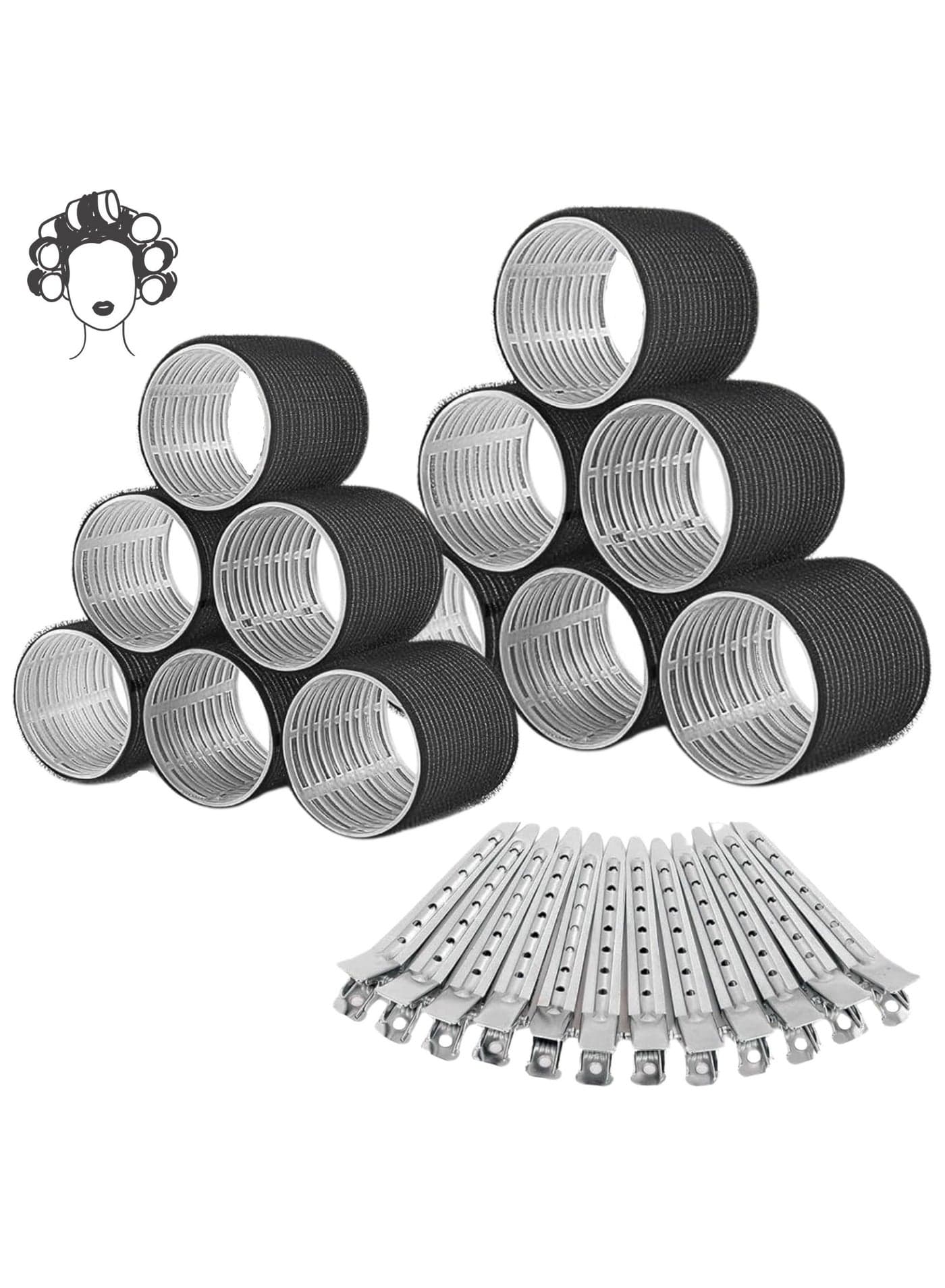 Elaur 24 Hair Curler Rollers for Women Heatless Hair Rollers with 12 Pcs Clips, Self Grip Holding Hair Rollers for Long Medium Short Thick Fine Volume Thin Bangs Hair