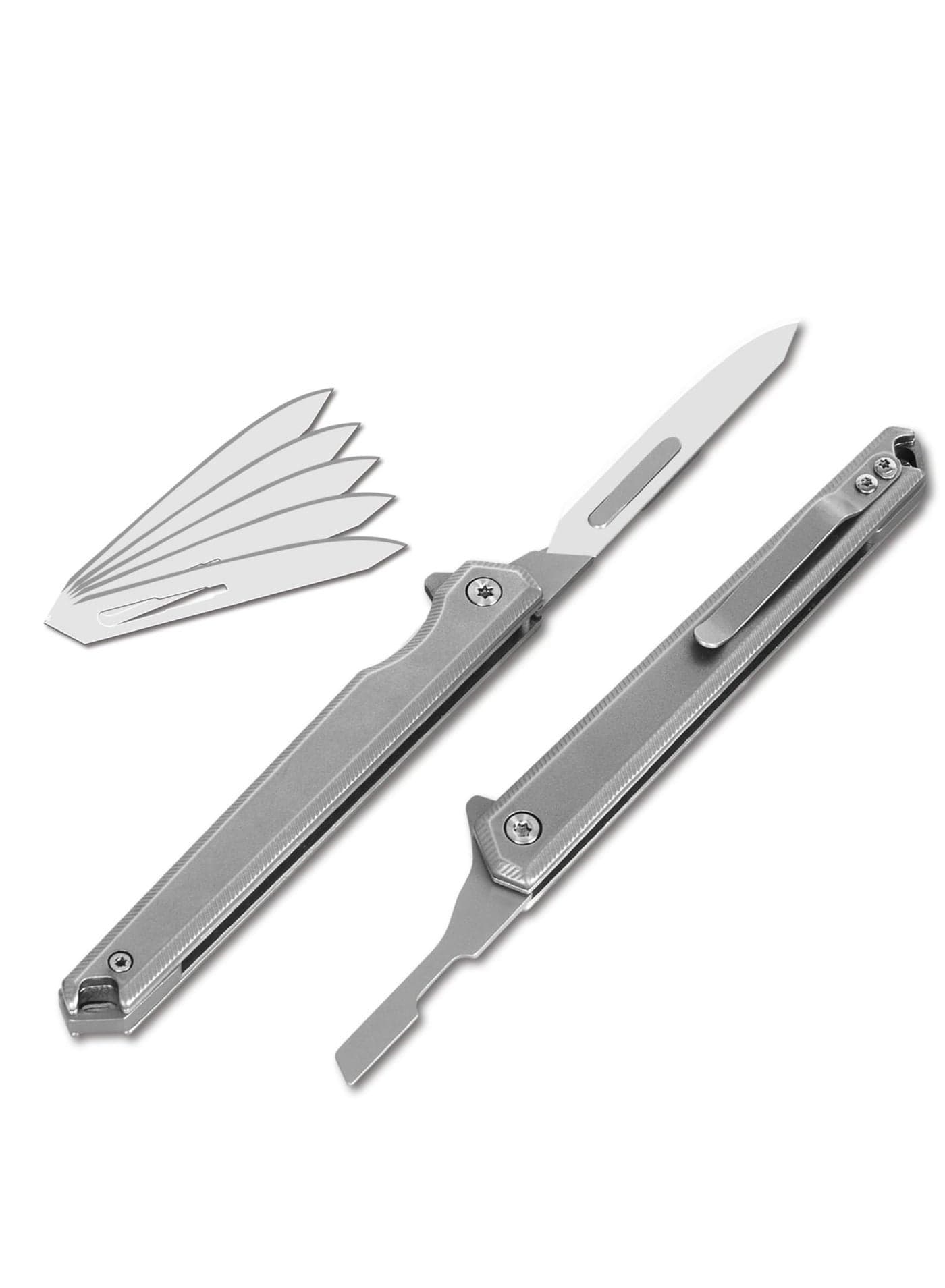 Pocket Knife for Men EDC Utility Folding Scalpel Knife with Clip, Includes 5pcs #60 Scalpel Blades, Razor Knife for Box Cutting, Cool Gift for Men and Women