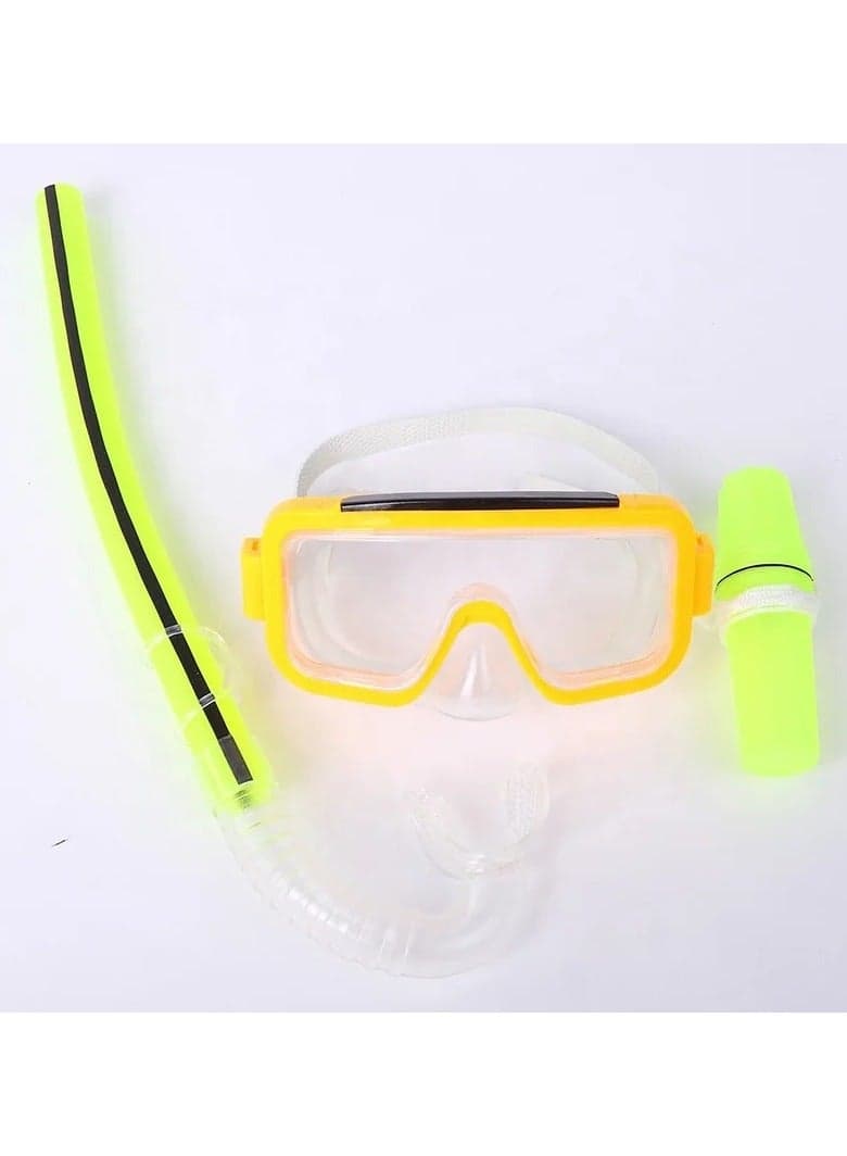 Kids Swimming Underwater Professional Scuba Diving Mask Anti Fog Goggles Snorkeling Tube Set Snorkeling Equipment for Kids Yellow