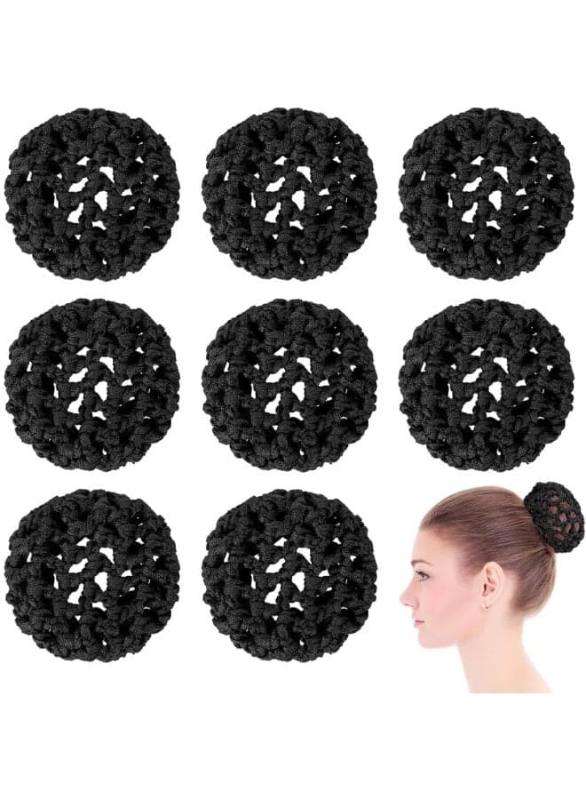 Hair Nets for Buns, Ballet Hair Bun Cover for Girls Invisible Knit Hairnet Elastic Bun Nets Elastic Edge Hair Mesh Dance Hair Cover Skating Snoods Hair Bun Holder for Ballet Dance (8PCS, Black)