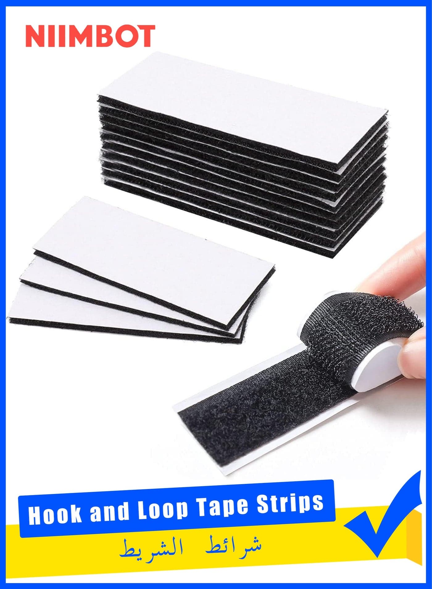 20 Pcs Hook and Loop Tape Strips, with Adhesive Sticky Back Fastener, Heavy Duty Double Side Mounting Tape Industrial Strength Interlocking Tape for Home School Office, 3x10cm