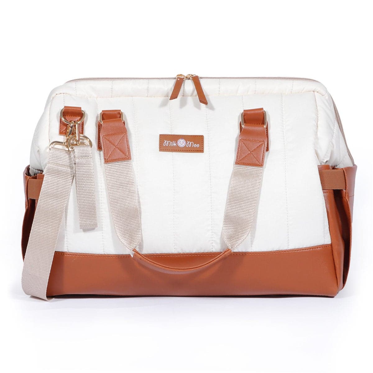 Tote Diaper Bag, Quilted Large Capacity for Baby Care, Water Resistant Vegan Leather Material, Heat Insulated Pockets, Multipurpose Use as Shoulder Bag, Travel Bag, Hospital Bag
