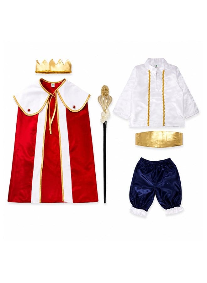 Kids King Prince Costume Set with Crown, Cape and Scepter – Royal Fancy Dress Outfit for Boys of age 2 to 3 years