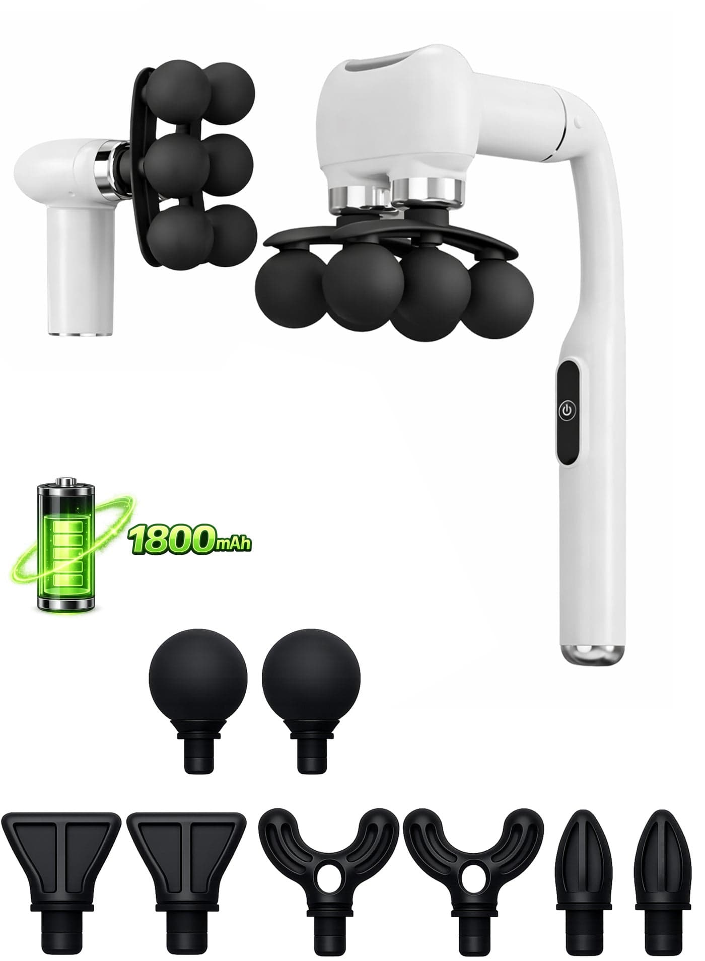 Powerful Portable Massage Gun for Full Body Muscle Relaxation, Long Battery Life, Rechargeable Deep Tissue Massager with 6-Head Design