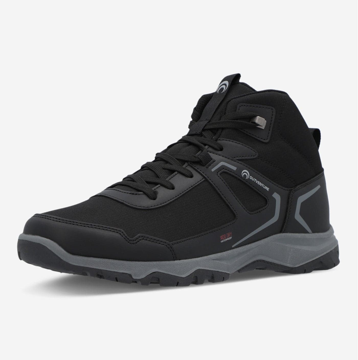 Outventure Men's Waterproof Hiking Boots – Black Durable Outdoor Footwear for Trekking and Hikes