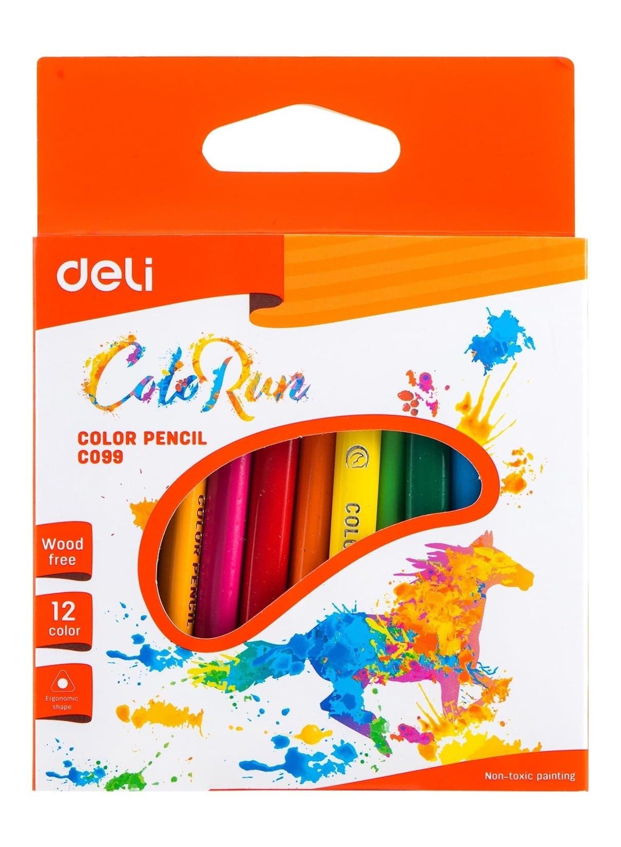 EC09900 COLORUN PS Triangular Barrel Pre-sharpened Colored Pencils, 12 Colors, 2.8mm Lead, Made from 80% Recycled Materials