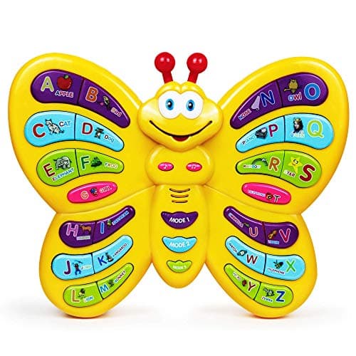 Preschool ABC Learning Toy Interactive Educational Butterfly Toy for Toddlers Animal Sounds Music Early Development See and Say Baby Toys for 3 Year Old Boys Girls