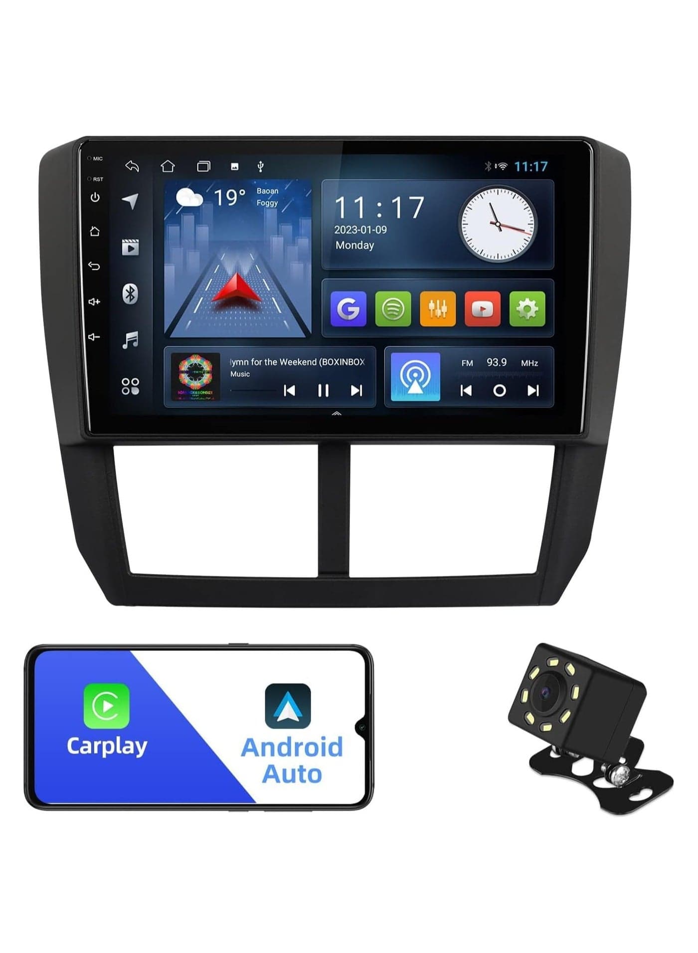 Android Car Stereo for Subaru Forester Impreza WRX STI 2008 2009 2010 2011 2012 6GB RAM 128GB ROM 9 Inch Support SIM Card, Apple Carplay, MirrorLink WiFi BT, IPS Touch Screen with AHD Camera Included