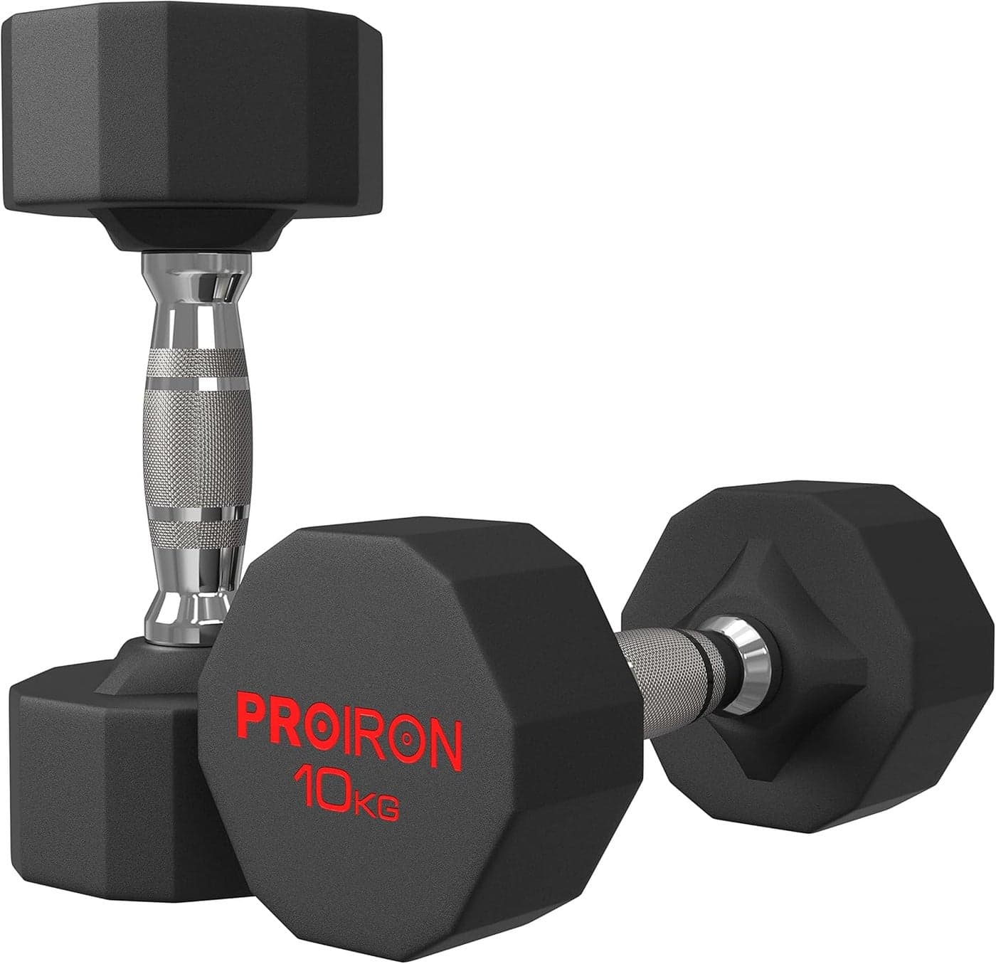 PROIRON Rubber Dumbbells Odorless, Steel Weights Set Men Women Home Gym 3kg 5kg 8kg 10kg 12kg 16kg 20kg 24kg Fitness Training Exercise Body Strength Lifting Equipment (Pair or Single)