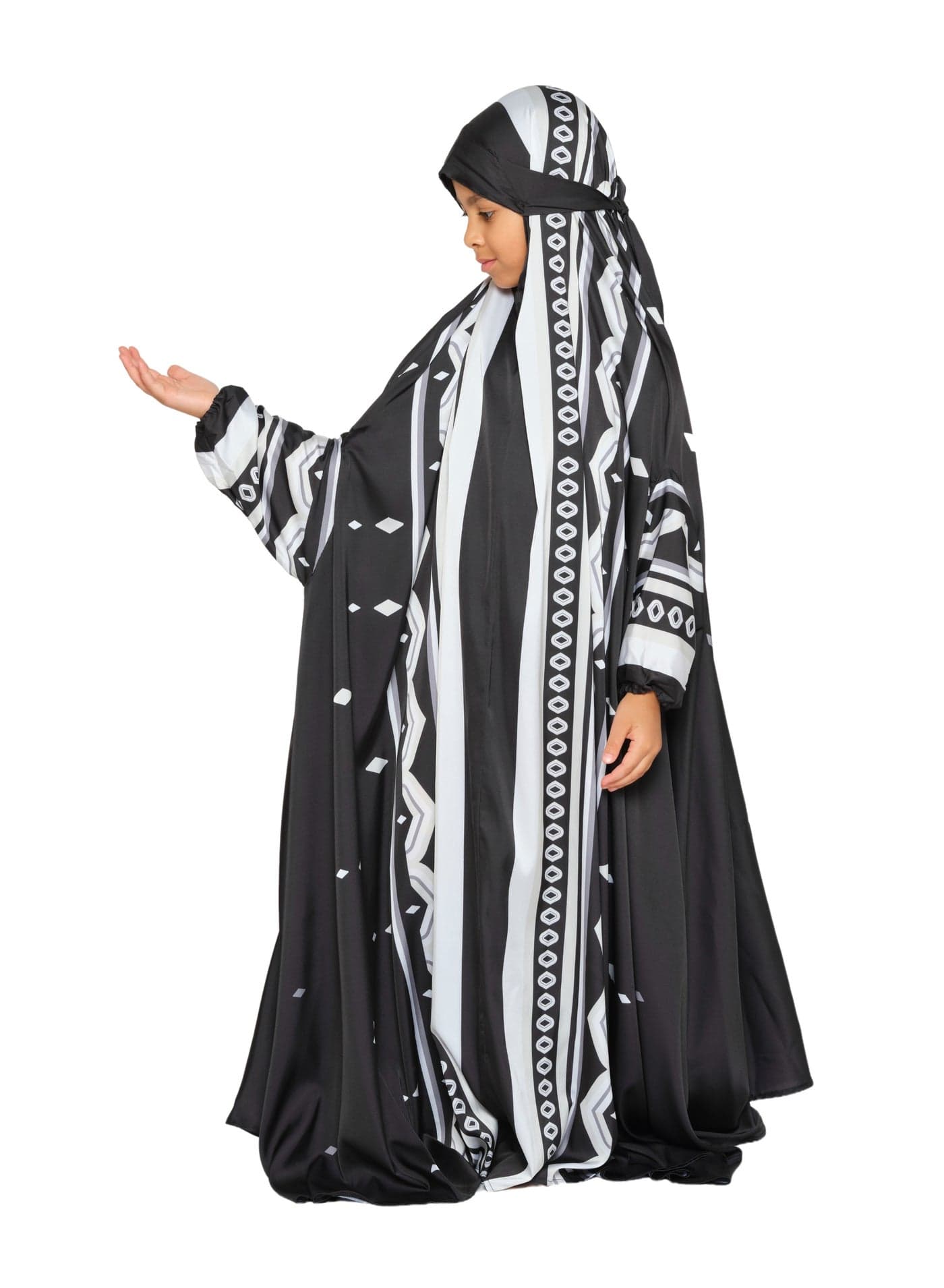 'Nizwa' Kids Prayer Dress With Travel Pouch, Black