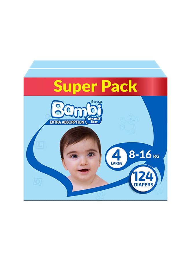 Baby Diapers Large Size 4 (8-16kg) Super Pack