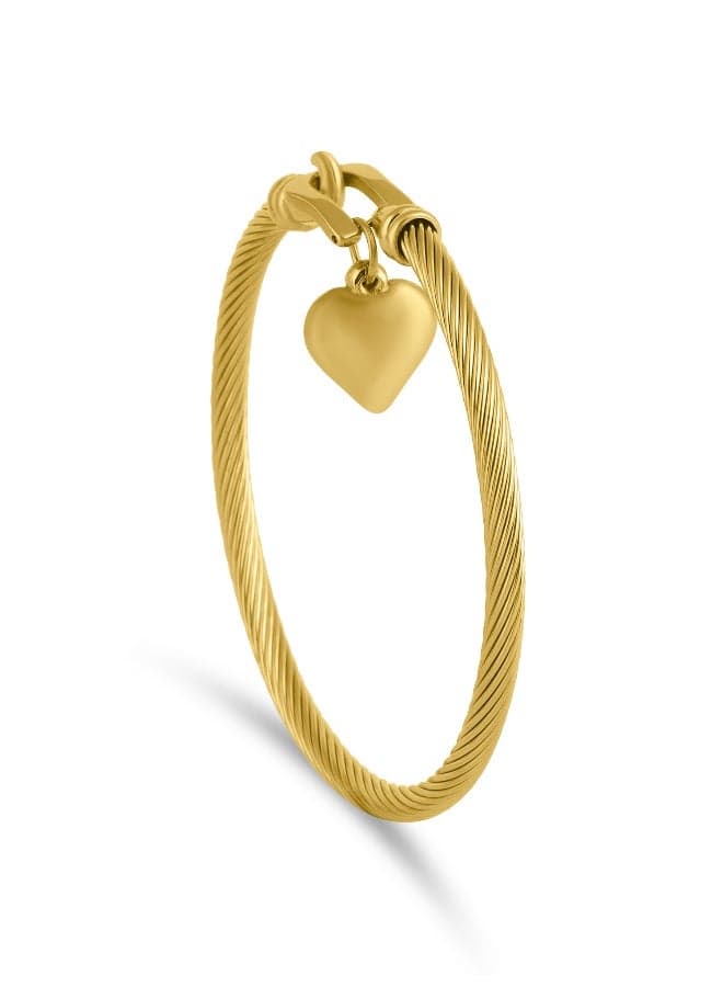 PALMONAS 18k Gold Tone Plated Eternal Glow Heart Charm Bangle
for Women