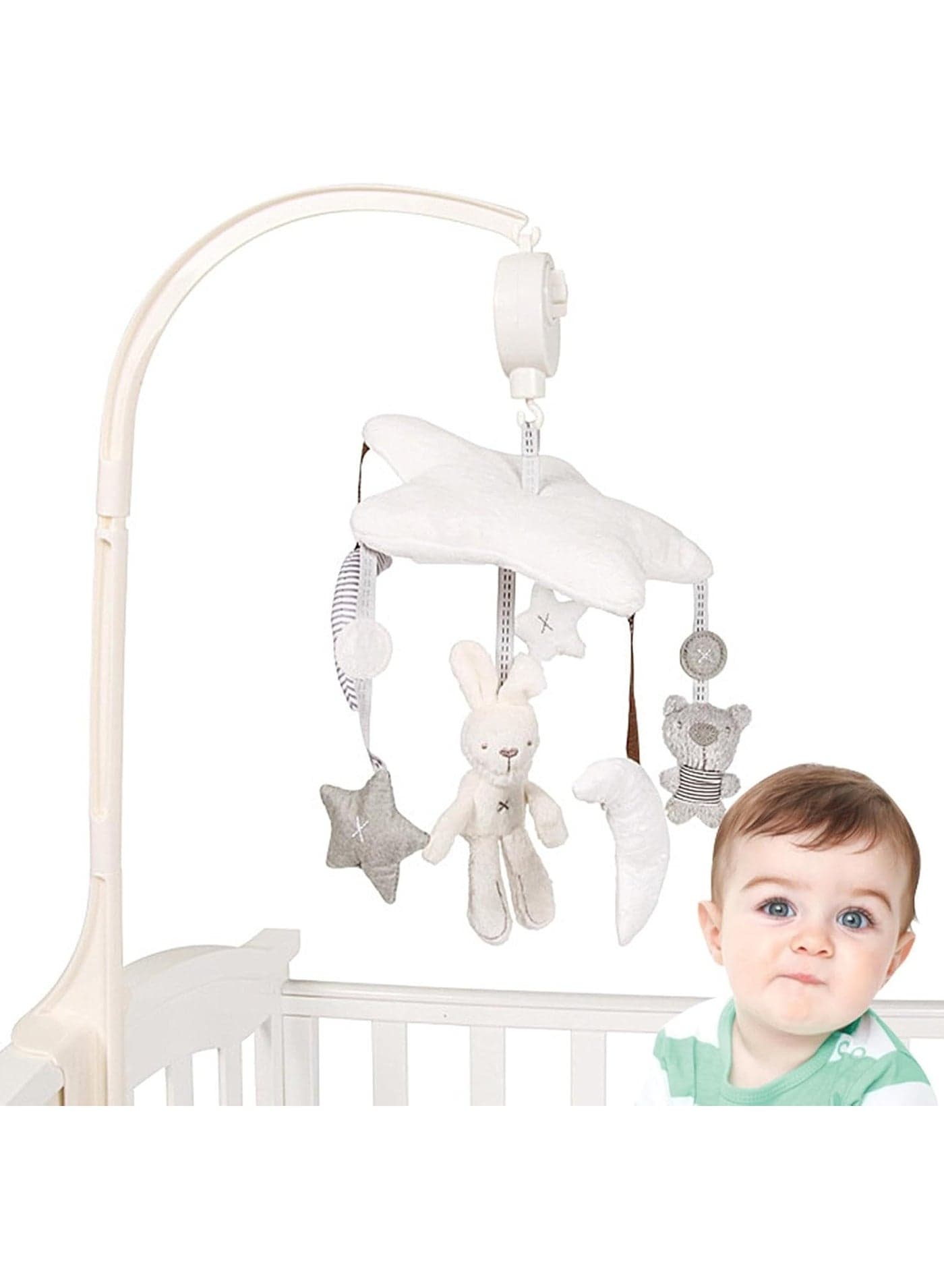 Baby Crib Mobile for Boys Girls with Musical Box,Sleep Soother,Crib Mobile Arm Fits Standard Crib Rail,Nursery Toys for Newborn Ages 0 and Older